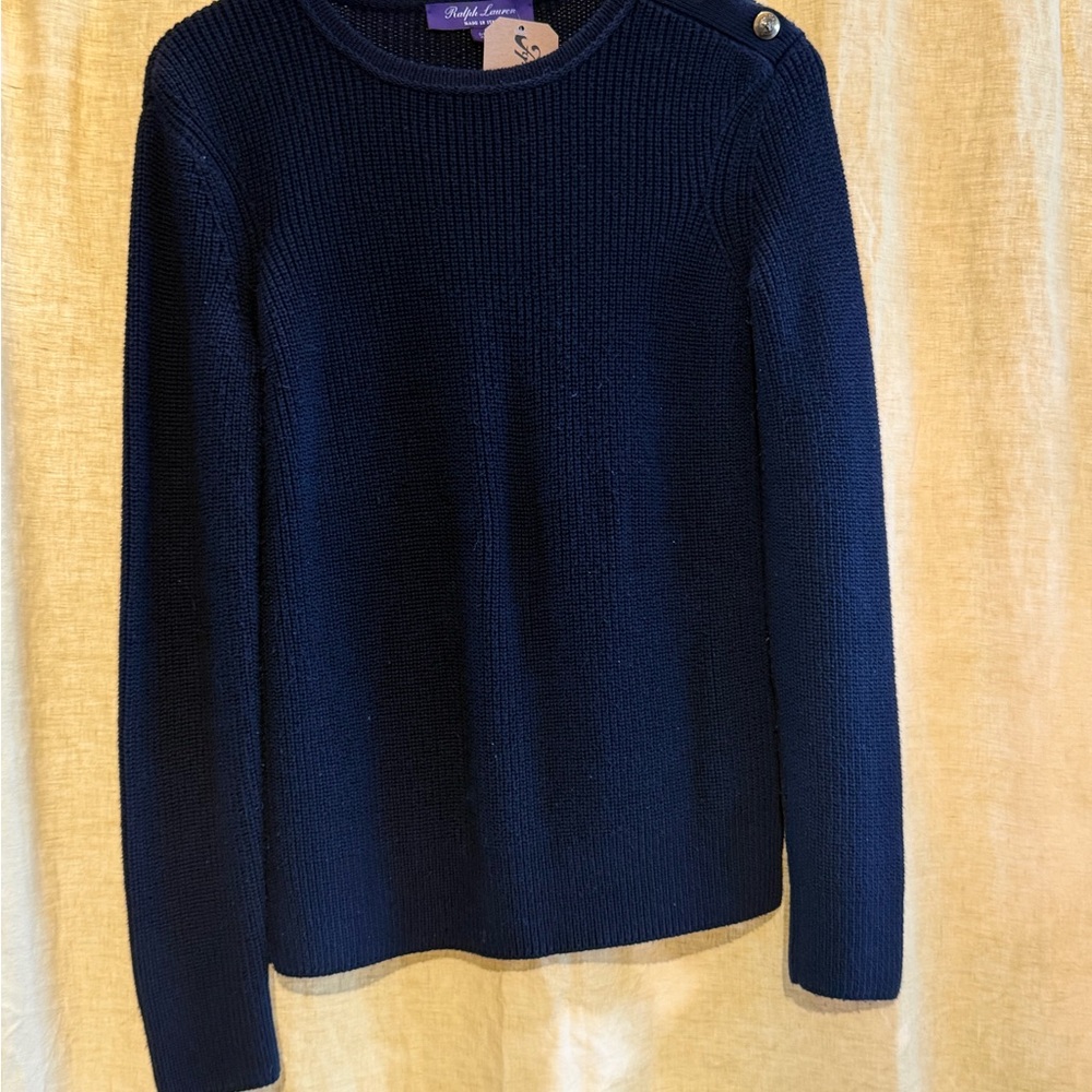 Ralph Lauren Purple Label Dark Blue Crew Neck Sweater